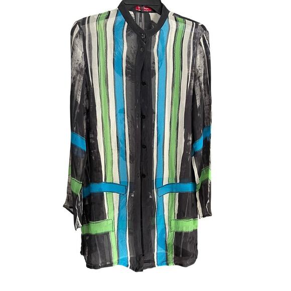 Gideon Oberson Tops - Silk Tunic Shirt Hand Painted by Gideon Oberson Size Small